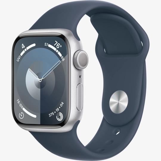 Apple Watch Series 9 GPS 41mm Silver Storm Blue Sport Band M L