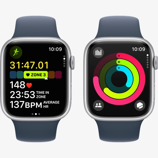 Apple Watch Series 9 GPS 45mm Silver Stone Sport Band S M