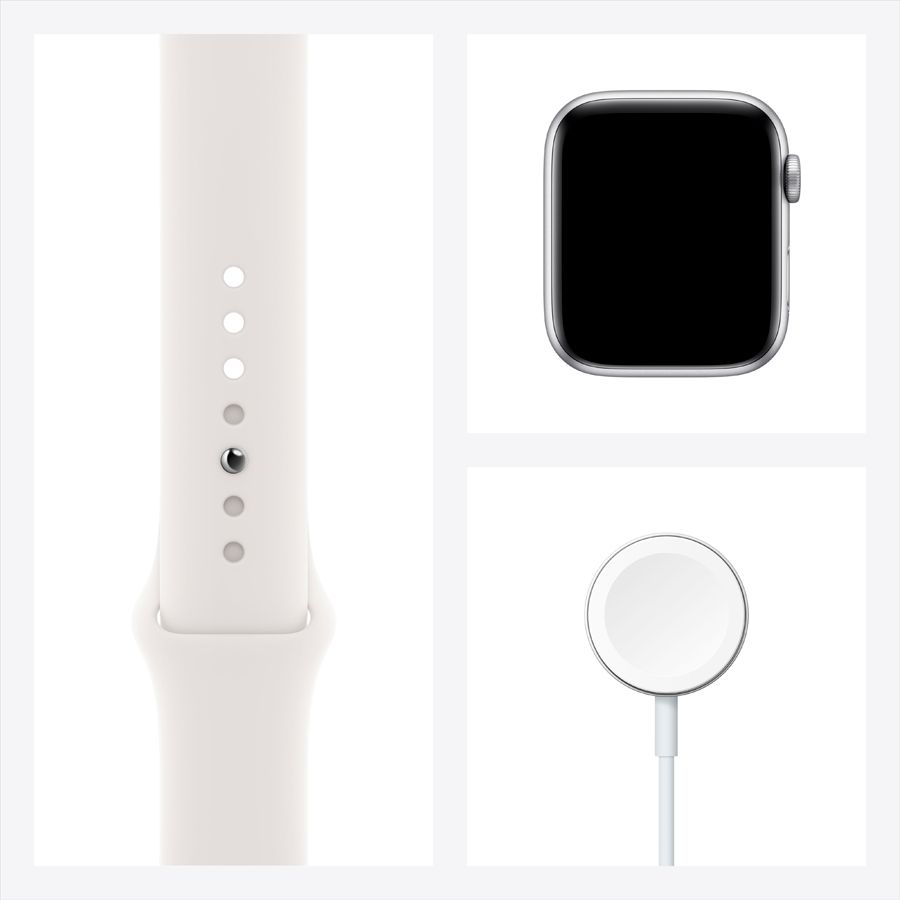 Apple Watch Series 6 GPS, 44мм, Серебристый, Спортивный ремешок белого цвета M00D3 б/у - Фото 6