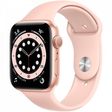 Apple Watch Series 6 GPS, 44мм, Золотой, Cпортивный ремешок цвета «розовый песок» M00E3 б/у - Фото 0