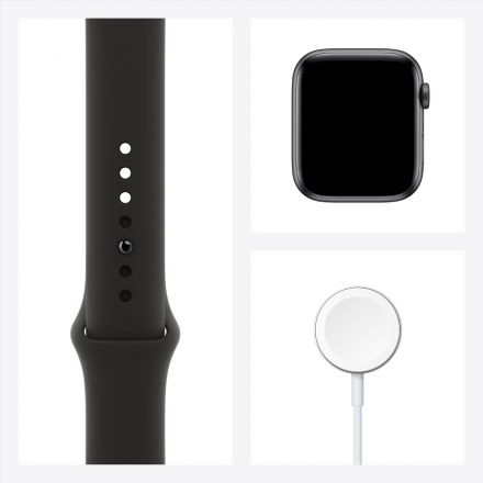 Apple Watch Series 6 GPS, 44мм, Серый космос, Cпортивный ремешок чёрного цвета M00H3 б/у - Фото 6