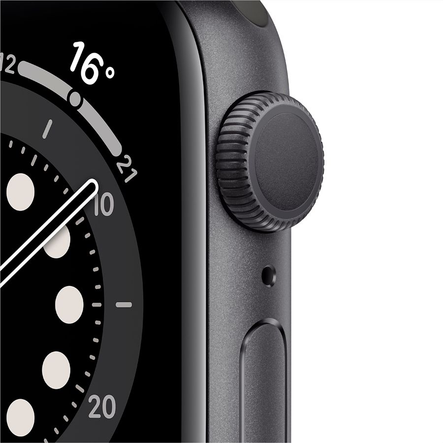 Apple Watch Series 6 GPS, 40мм, Серый космос, Cпортивный ремешок чёрного цвета MG133 б/у - Фото 1