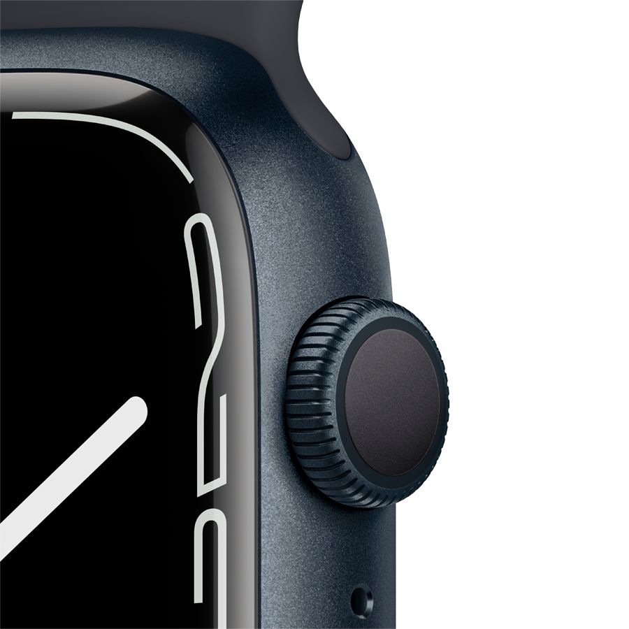Apple Watch Series 7 GPS, 45мм, Тёмная ночь, Спортивный ремешок цвета «тёмная ночь» MKN53 б/у - Фото 2