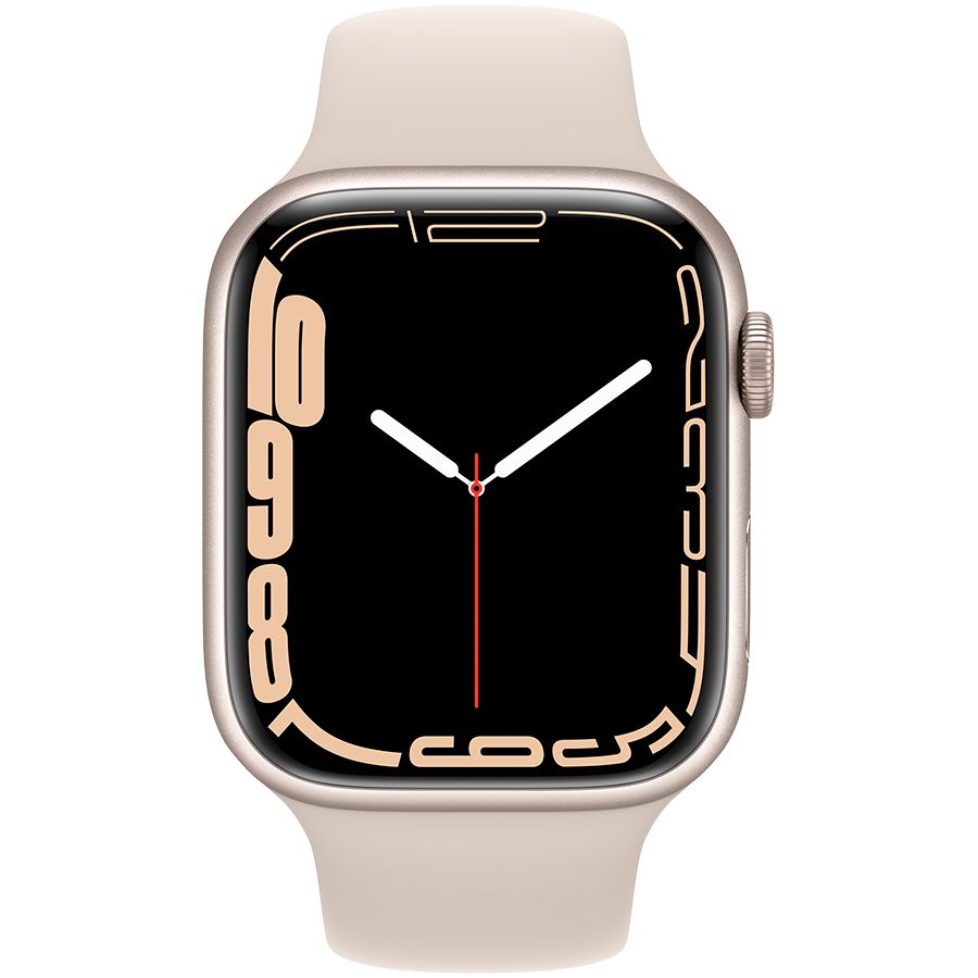 Apple Watch Series 7 GPS, 45мм, Сияющая звезда, Спортивный ремешок цвета «сияющая звезда» MKN63 б/у - Фото 1