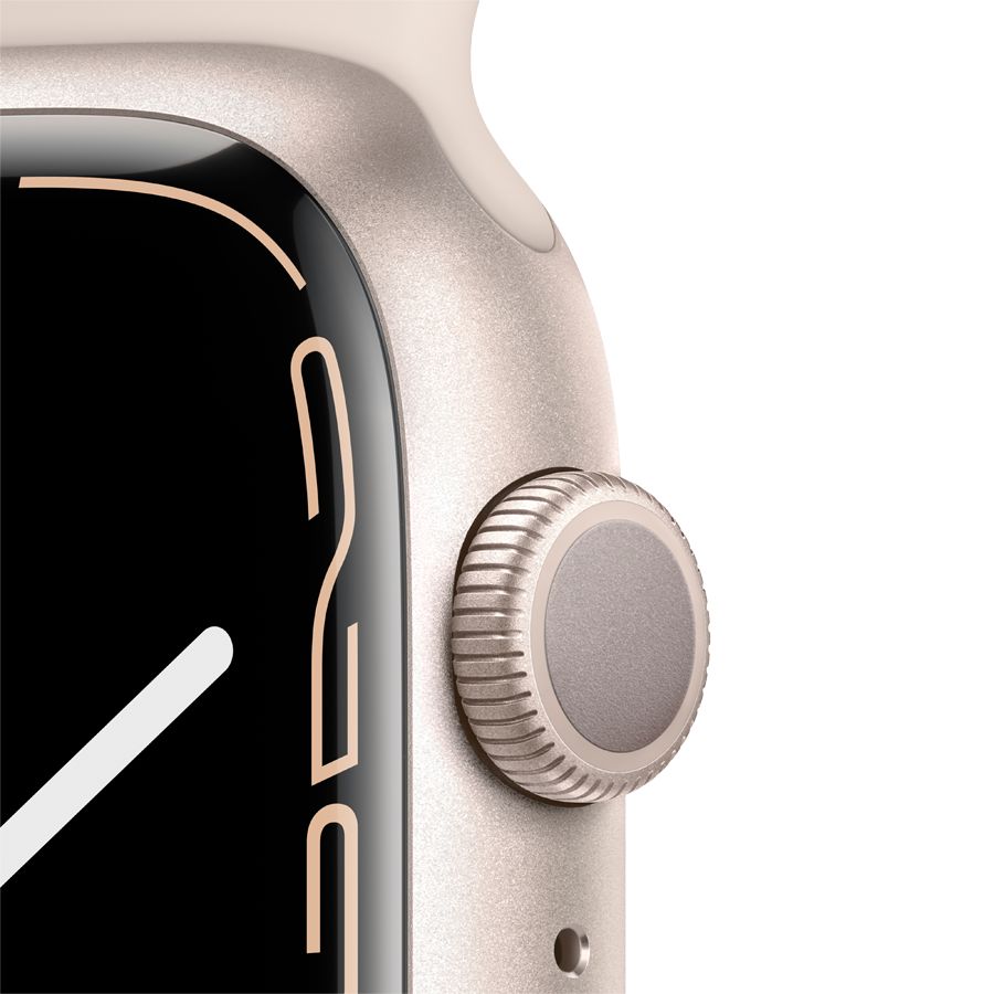 Apple Watch Series 7 GPS, 45мм, Сияющая звезда, Спортивный ремешок цвета «сияющая звезда» MKN63 б/у - Фото 2