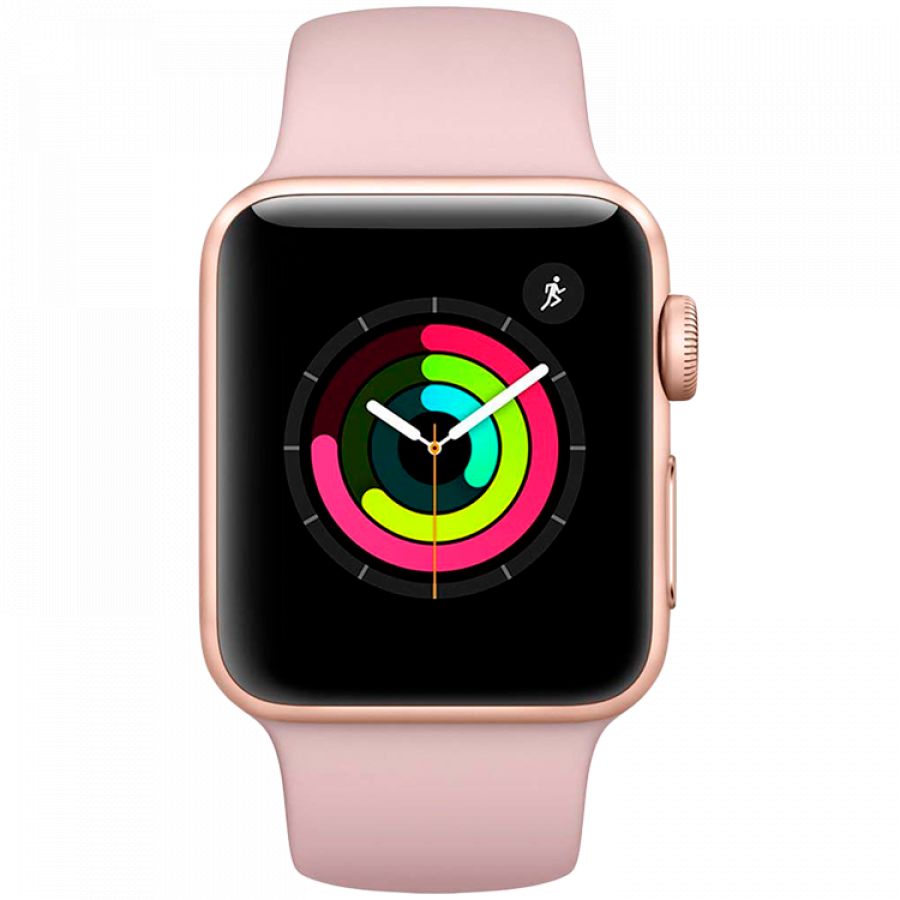 Apple Watch Series 3 GPS, 38мм, Золотой, Cпортивный ремешок цвета «розовый песок» MQKW2 б/у - Фото 1