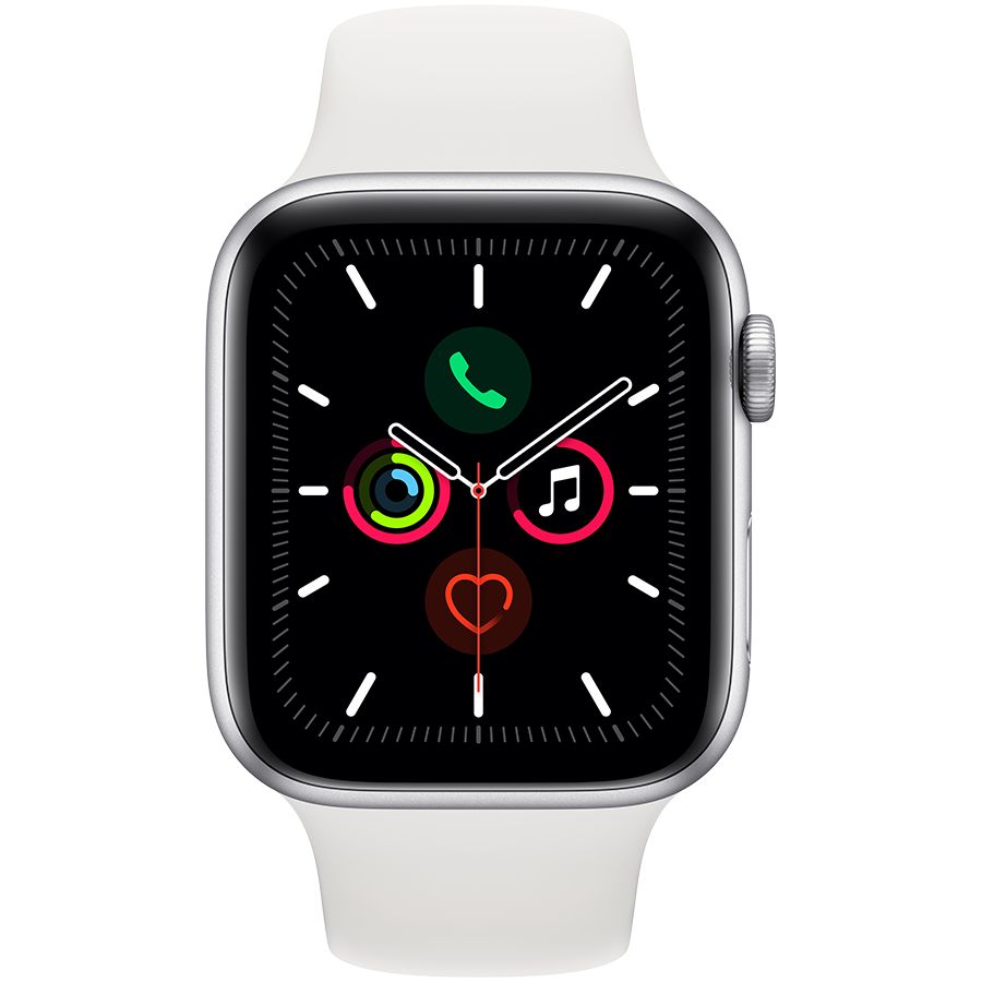 Apple Watch Series 5 GPS, 44mm, Silver, Спортивний ремінець білого кольору MWVD2 б/у - Фото 1