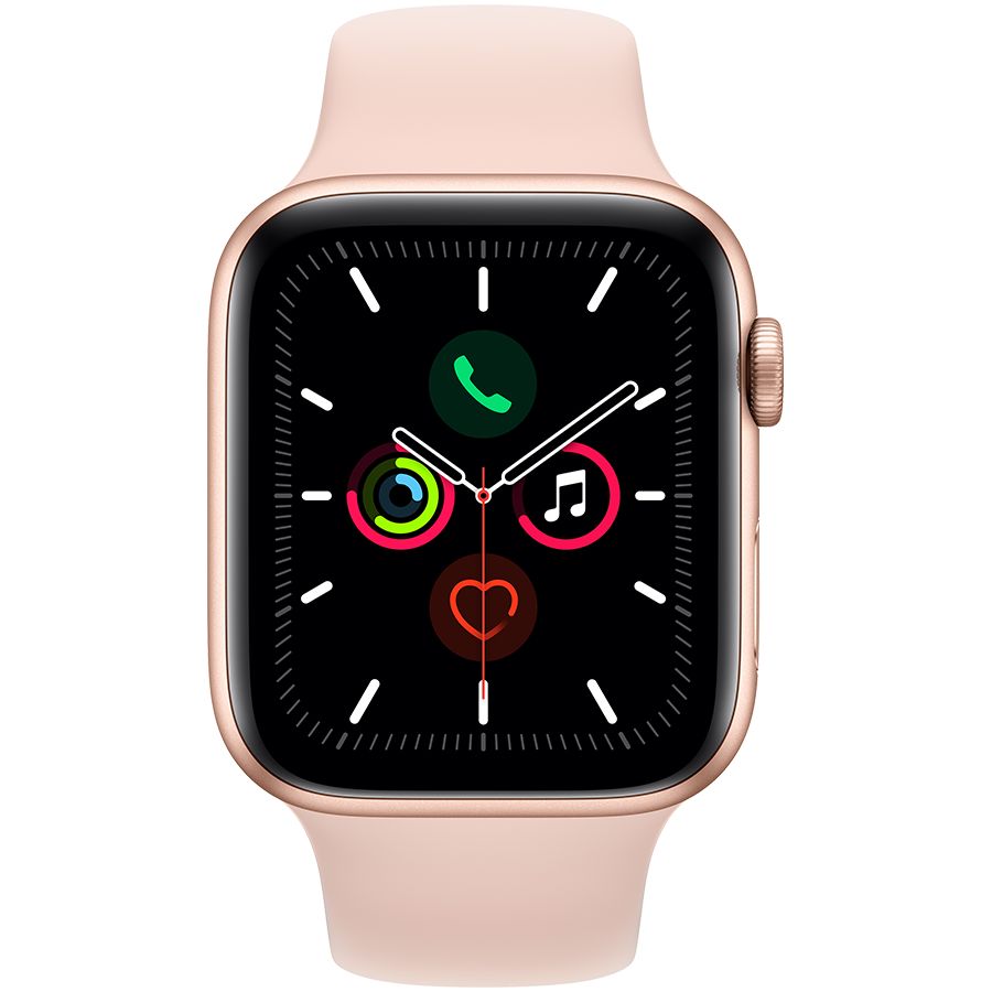 Apple Watch Series 5 GPS, 44мм, Золотой, Cпортивный ремешок цвета «розовый песок» MWVE2 б/у - Фото 1