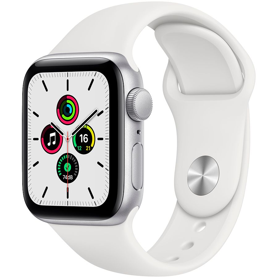 Apple Watch SE GPS, 40мм, Серебристый, Спортивный ремешок белого цвета MYDM2 б/у - Фото 0