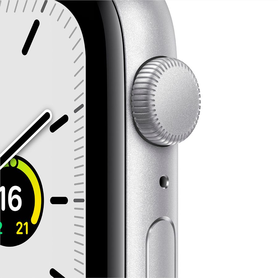 Apple Watch SE GPS, 44мм, Серебристый, Спортивный ремешок белого цвета MYDQ2 б/у - Фото 1