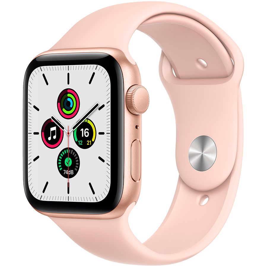 Apple Watch SE GPS, 44мм, Золотой, Cпортивный ремешок цвета «розовый песок» MYDR2 б/у - Фото 0