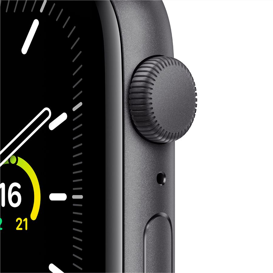 Apple Watch SE GPS, 44мм, Серый космос, Cпортивный ремешок чёрного цвета MYDT2 б/у - Фото 1