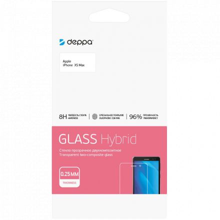 Защитное стекло Hybrid для Apple iPhone XS Max, прозрачное, Deppa 62446
