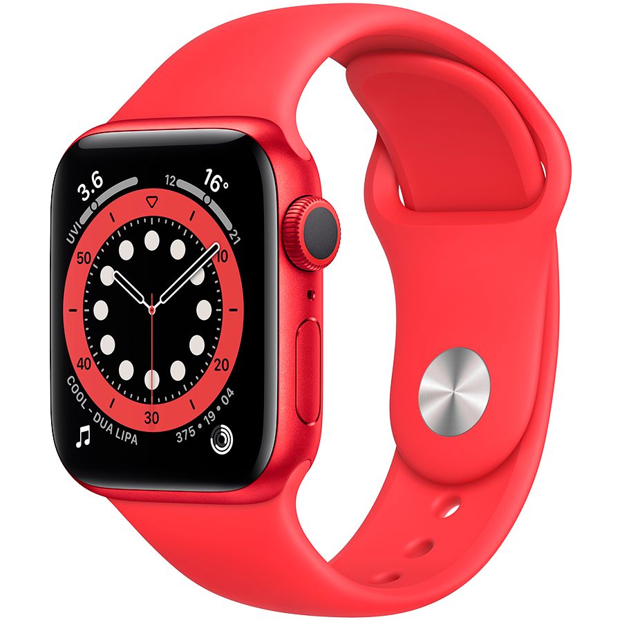 Apple Watch Series 6 GPS, 40мм, Красный, Cпортивный ремешок красного цвета M00A3 б/у - Фото 0
