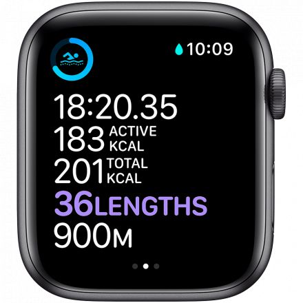Apple Watch Series 6 GPS, 44мм, Серый космос, Cпортивный ремешок чёрного цвета M00H3 б/у - Фото 3