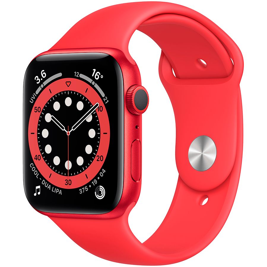 Apple Watch Series 6 GPS, 44мм, Красный, Cпортивный ремешок красного цвета M00M3 б/у - Фото 0