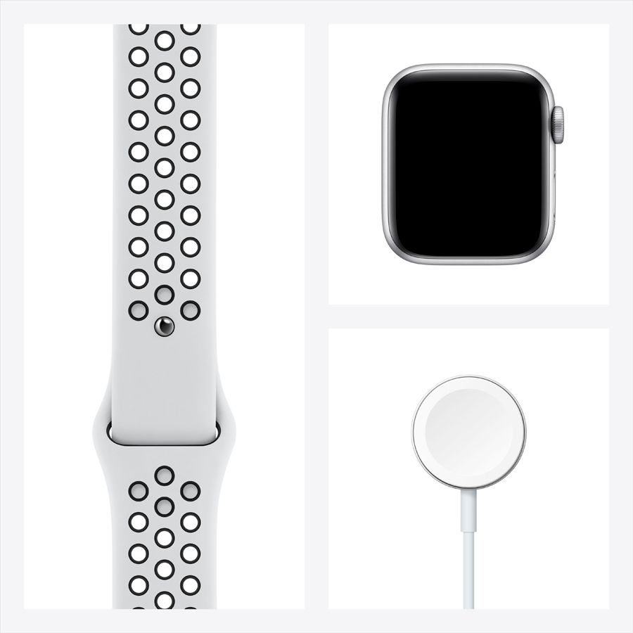 Apple Watch Nike Series 6 GPS, 40мм, Серебристый, Спортивный ремешок Nike цвета «чистая платина/чёрный» M00T3 б/у - Фото 6