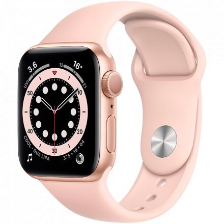 Apple Watch Series 6 GPS, 40мм, Золотой, Cпортивный ремешок цвета «розовый песок» MG123 б/у - Фото 0