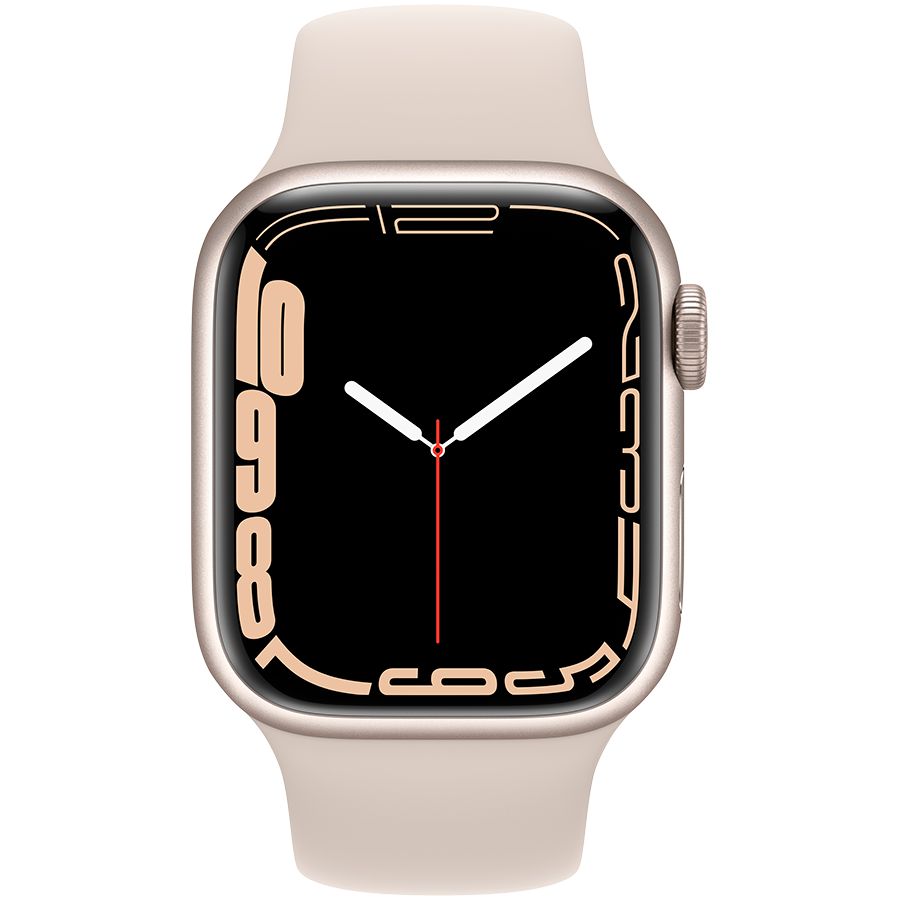 Apple Watch Series 7 GPS, 41мм, Сияющая звезда, Спортивный ремешок цвета «сияющая звезда» MKMY3 б/у - Фото 1