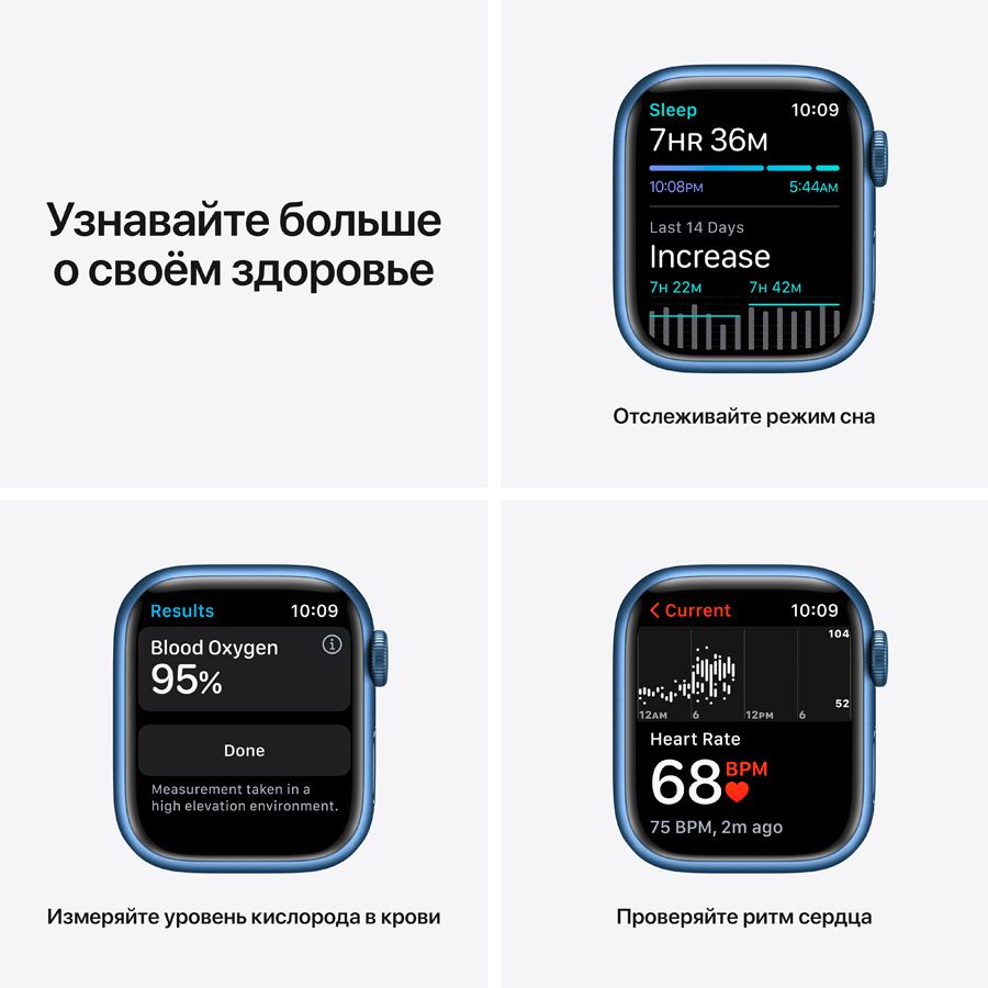 Apple Watch Series 7 GPS, 41мм, Синий, Спортивный ремешок цвета «синий омут» MKN13 б/у - Фото 3