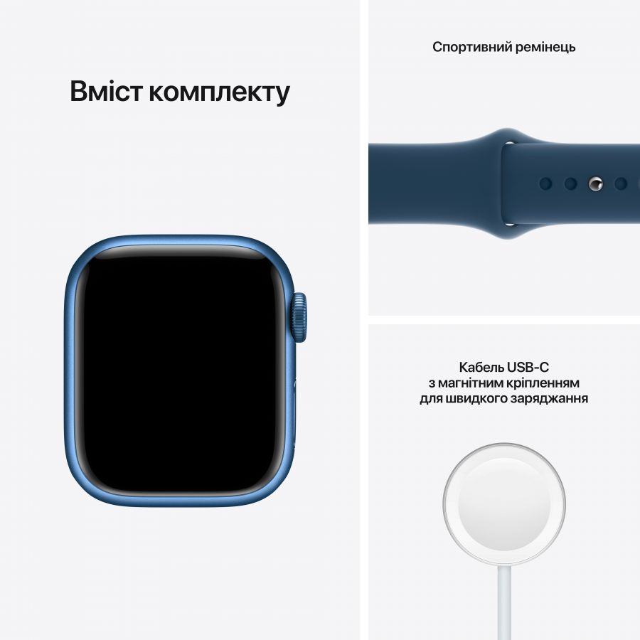 Apple Watch Series 7 GPS, 41мм, Синий, Спортивный ремешок цвета «синий омут» MKN13 б/у - Фото 12