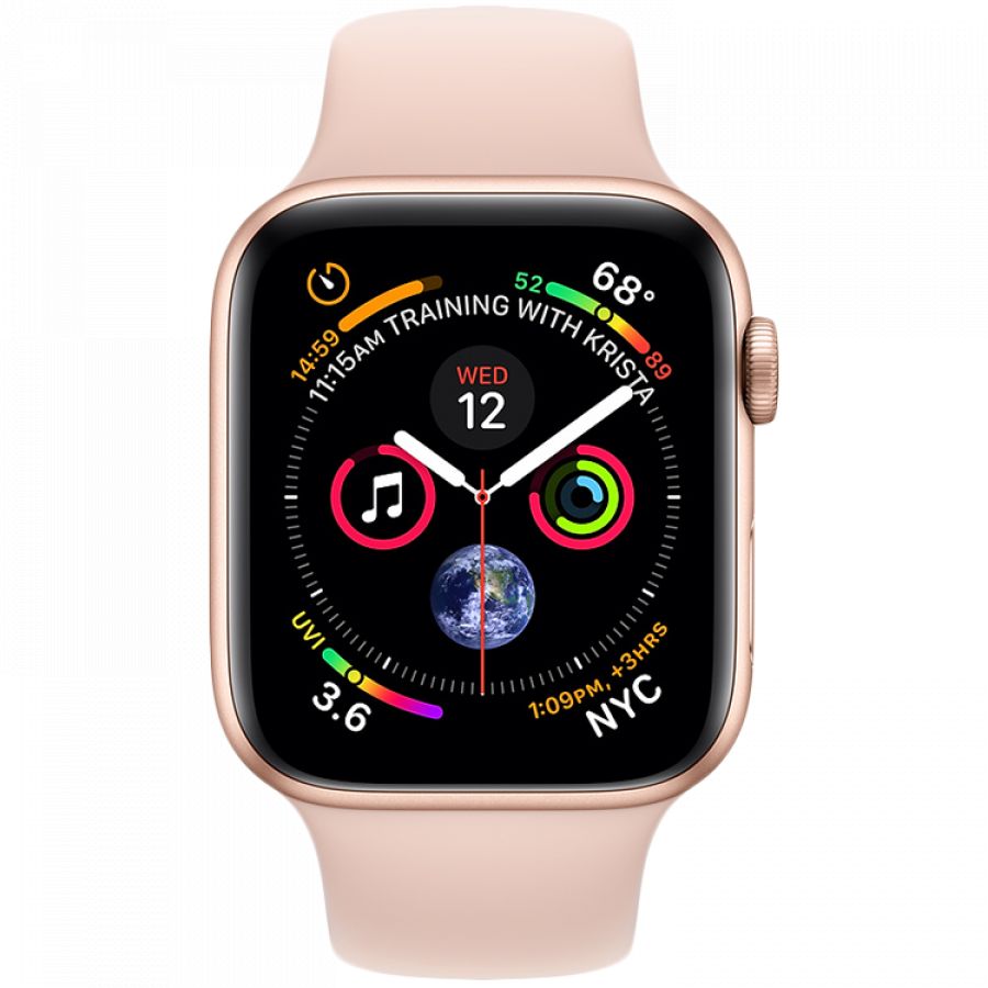 Apple Watch Series 4 GPS, 44мм, Золотой, Cпортивный ремешок цвета «розовый песок» MU6F2 б/у - Фото 1