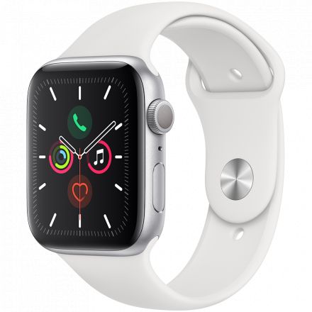 Apple Watch Series 5 GPS, 44mm, Silver, White Sport Band