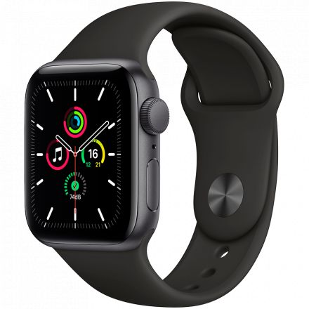 Apple Watch SE GPS, 40mm, Space Gray, Black Sport Band