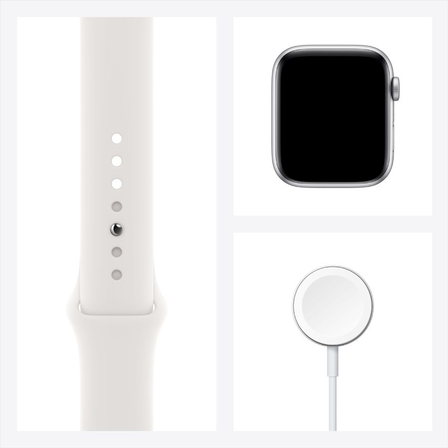 Apple Watch SE GPS, 44мм, Серебристый, Спортивный ремешок белого цвета MYDQ2 б/у - Фото 7