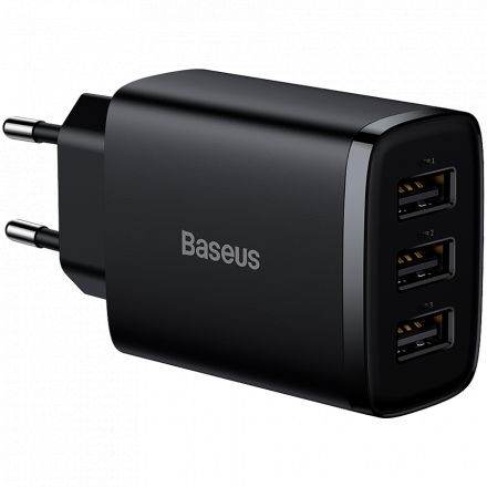 Адаптер питания BASEUS 3*USB Тип A, 17 Вт