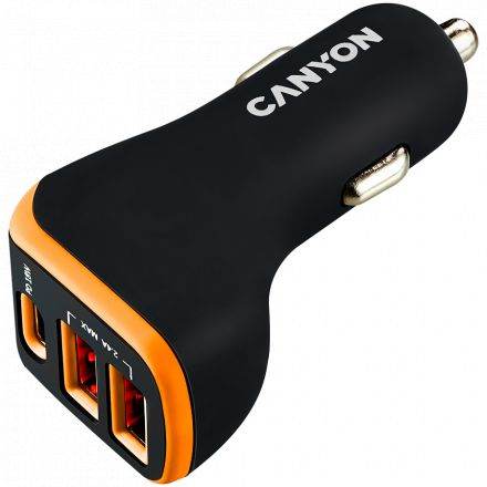 Car Adapter CANYON C-08 3*USB/USB-C, 18 W