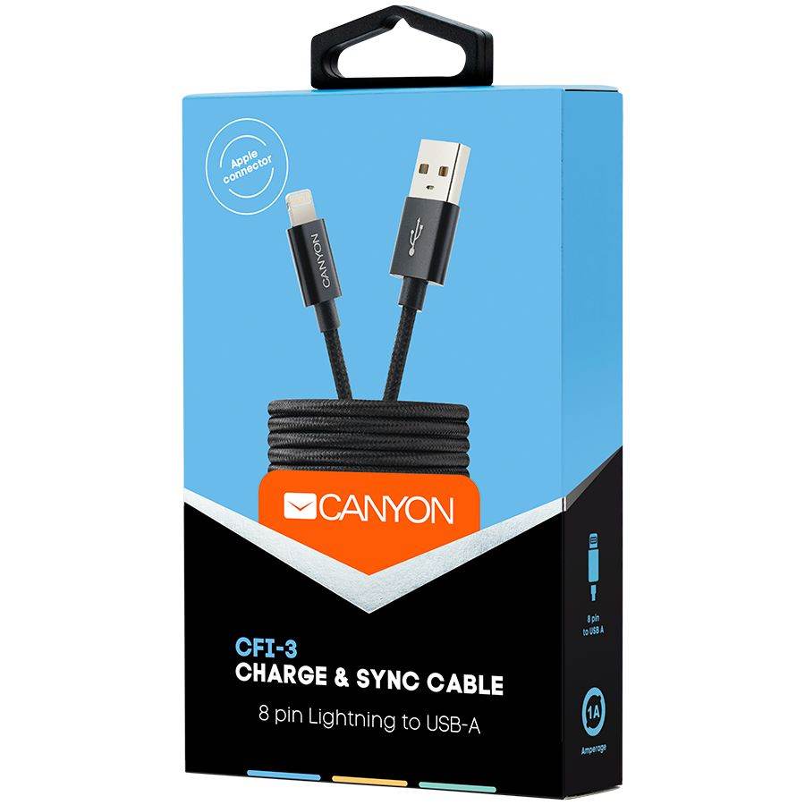 

CANYON Кабель USB CNE-CFI3, Чёрный