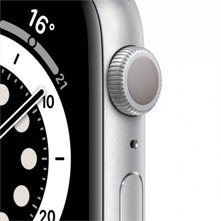 Apple Watch Series 6 GPS, 44мм, Серебристый, Спортивный ремешок белого цвета M00D3 б/у - Фото 1