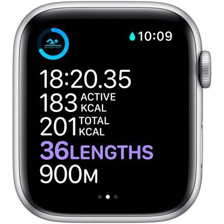 Apple Watch Series 6 GPS, 44мм, Серебристый, Спортивный ремешок белого цвета M00D3 б/у - Фото 3