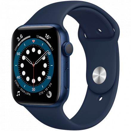 Apple Watch Series 6 GPS, 44мм, Синий, Спортивный ремешок цвета «тёмный ультрамарин»