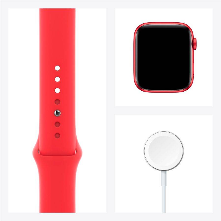 Apple Watch Series 6 GPS, 44мм, Красный, Cпортивный ремешок красного цвета M00M3 б/у - Фото 6