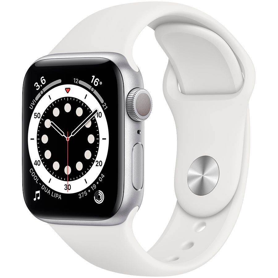 

Apple Watch Series 6 GPS, 40мм, Серебристый, Спортивный ремешок белого цвета