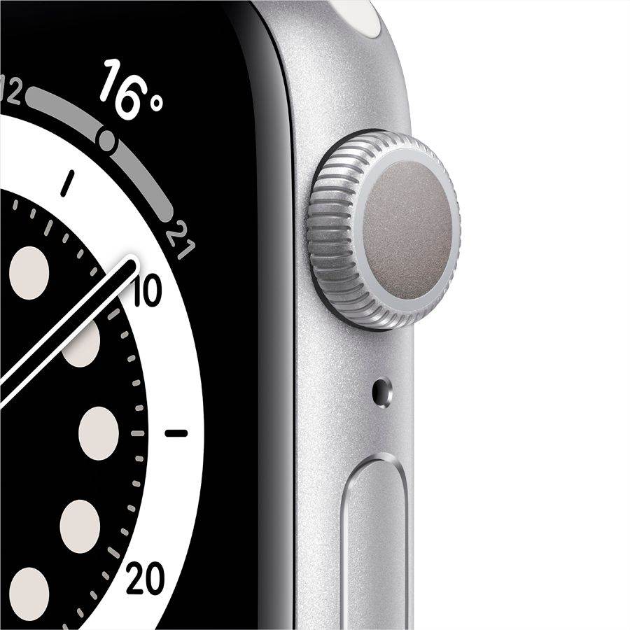 Apple Watch Series 6 GPS, 40мм, Серебристый, Спортивный ремешок белого цвета MG283 б/у - Фото 1