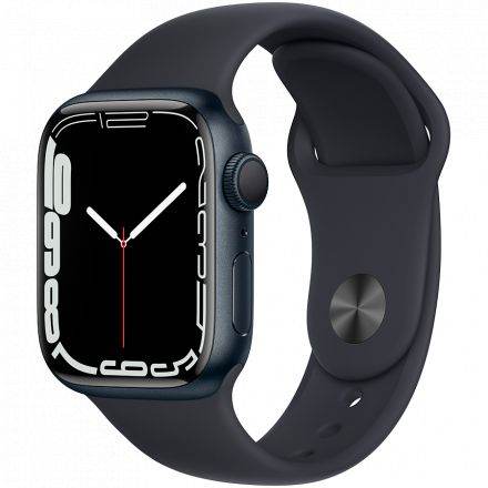 Apple Watch Series 7 GPS, 41мм, Тёмная ночь, Спортивный ремешок цвета «тёмная ночь»