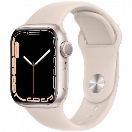 Apple Watch Series 7 GPS, 41мм, Сияющая звезда, Спортивный ремешок цвета «сияющая звезда» MKMY3 б/у - Фото 0