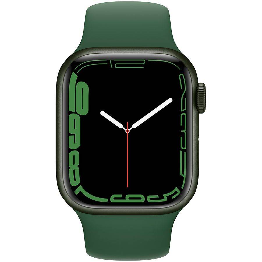 Apple Watch Series 7 GPS, 41мм, Зелёный, Спортивный ремешок цвета «зелёный клевер» MKN03 б/у - Фото 1