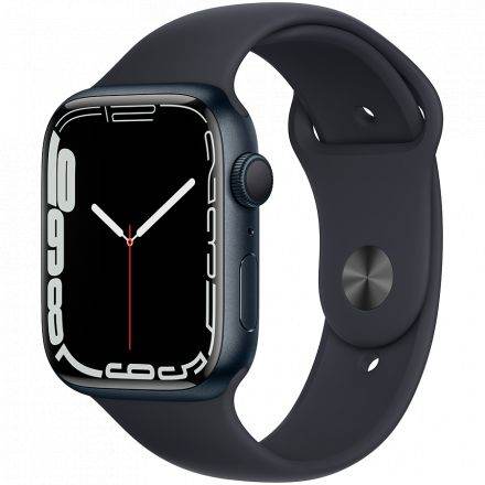 Apple Watch Series 7 GPS, 45мм, Тёмная ночь, Спортивный ремешок цвета «тёмная ночь» 