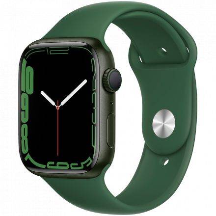 Apple Watch Series 7 GPS, 45мм, Зелёный, Спортивный ремешок цвета «зелёный клевер» 