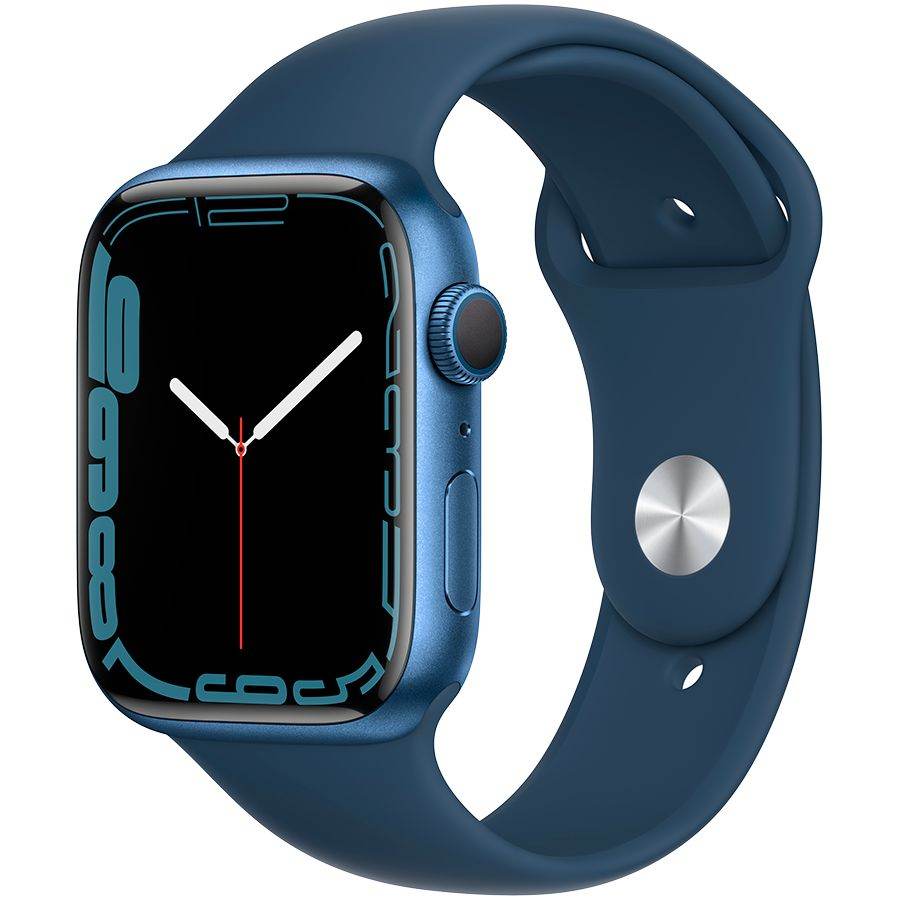 Apple Watch Series 7 GPS, 45мм, Синий, Спортивный ремешок цвета «синий омут» MKN83 б/у - Фото 0