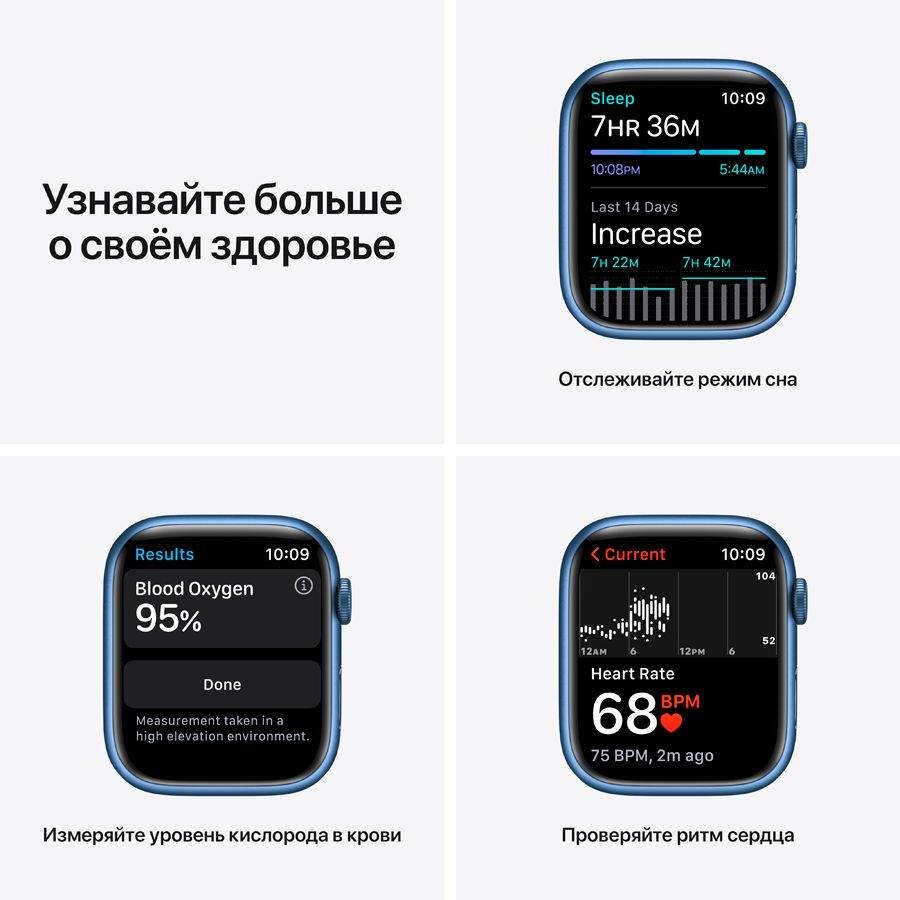 Apple Watch Series 7 GPS, 45мм, Синий, Спортивный ремешок цвета «синий омут» MKN83 б/у - Фото 3