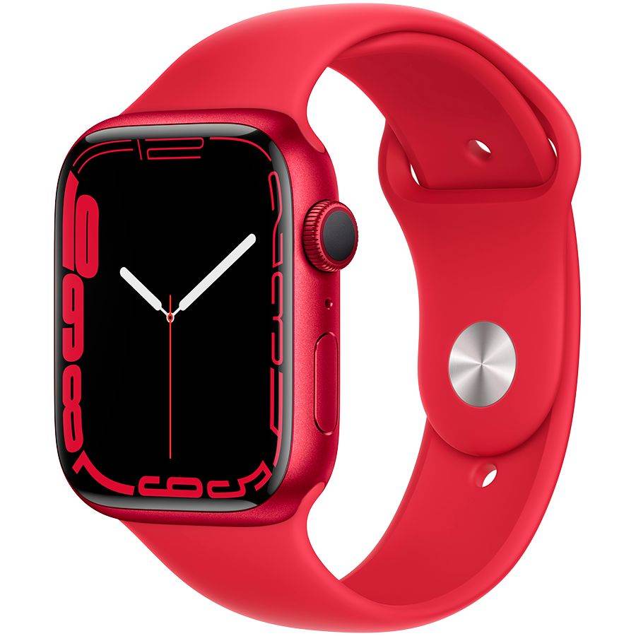 Apple Watch Series 7 GPS, 45мм, (PRODUCT)RED, Спортивный ремешок PRODUCT(RED) MKN93 б/у - Фото 0