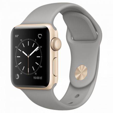 Apple Watch Series 1, 38мм, Золотой, Спортивный ремешок цвета «серый камень»