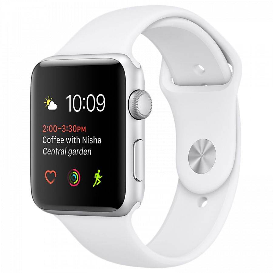 Apple Watch Series 2, 42мм, Серебристый, Спортивный ремешок белого цвета MNPJ2 б/у - Фото 0