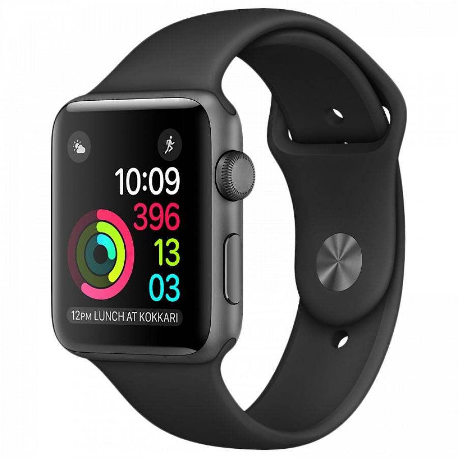 

Apple Watch Series 1, 42мм, Серый космос, Cпортивный ремешок чёрного цвета