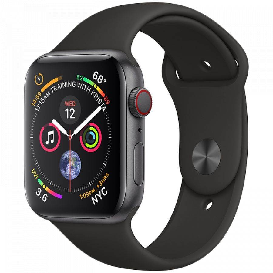 Apple Watch Series 4 GPS, 40мм, Серый космос, Cпортивный ремешок чёрного цвета MU662 б/у - Фото 0